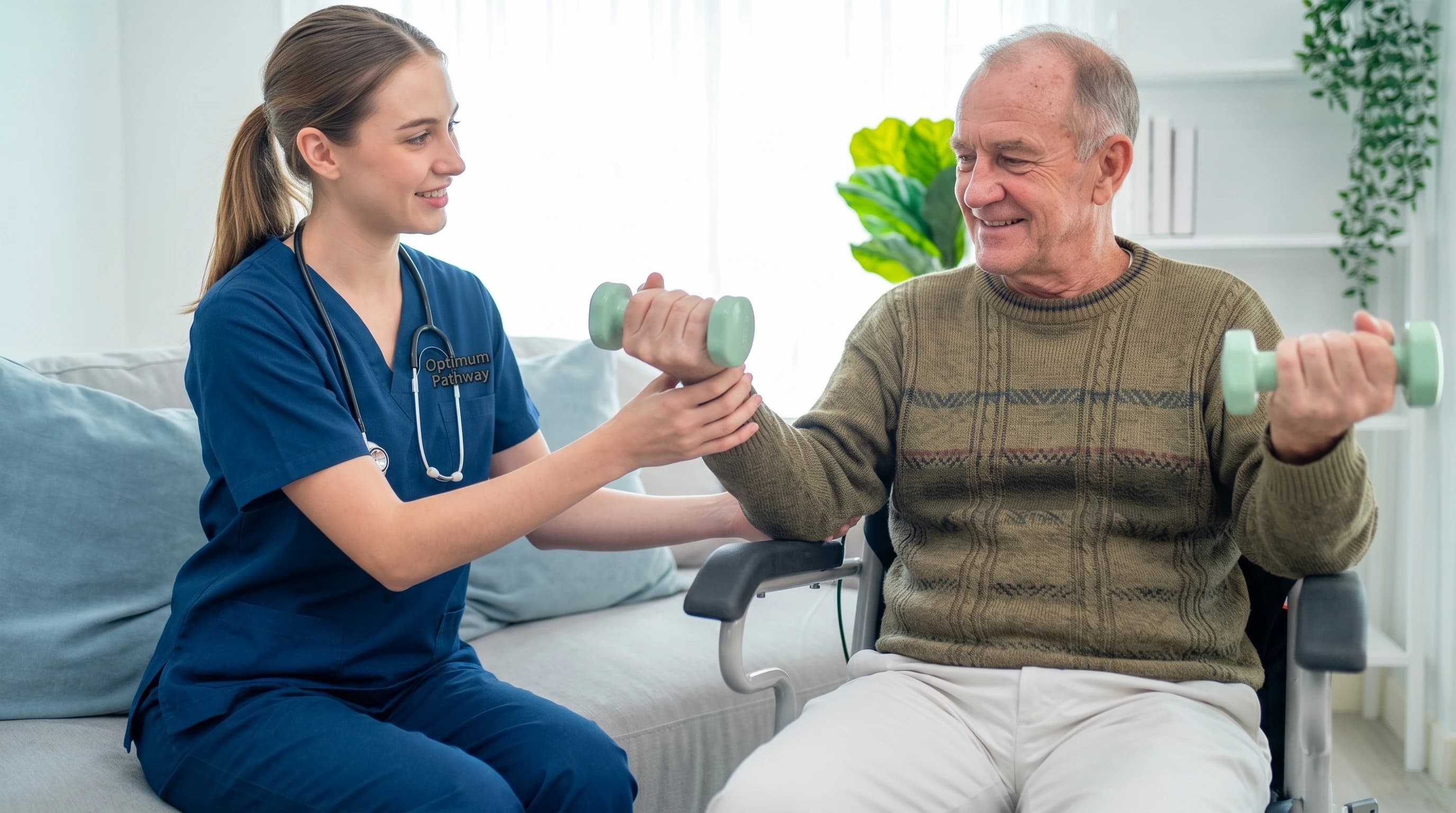 An Optimum Pathways nurse providing compassionate in-home care